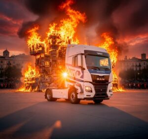 Fallas en Valencia y el transporte de contenedores por carretera